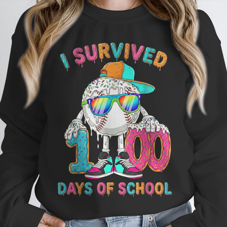 HUGvyn I Survived 100 Days Of School Baseball 6 7 Ice Cream Unisex Sweatshirt
