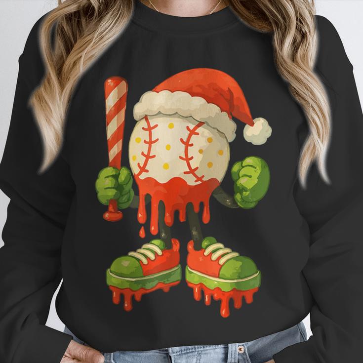 Ice Cream Drip Baseball Christmas Baseball Drip Candy Cane Unisex Sweatshirt Ice Cream Drip Baseball Christmas Baseball Drip Candy Cane Unisex Sweatshirt