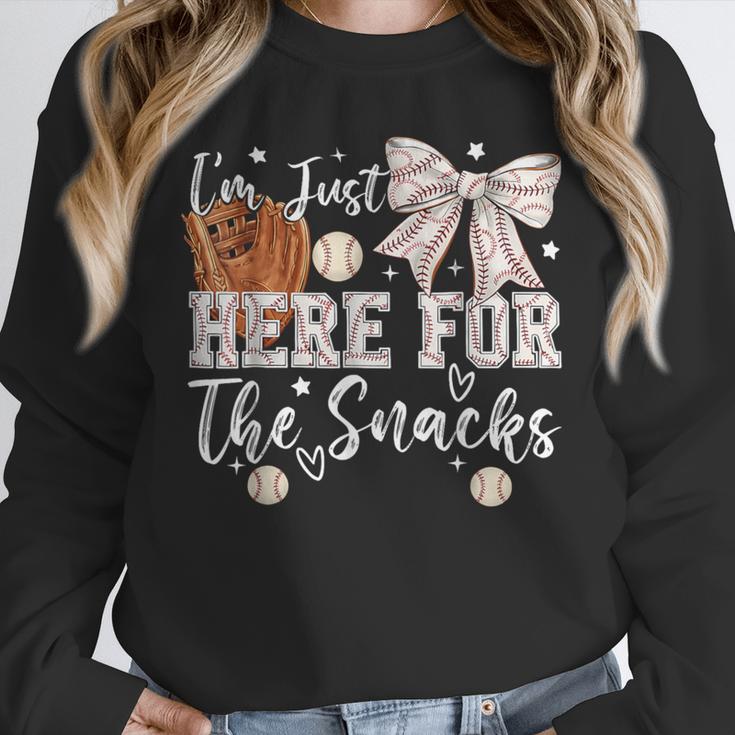 I'm Just Here For The Snacks Baseball Coquette Game Day Girl Unisex Sweatshirt I'm Just Here For The Snacks Baseball Coquette Game Day Girl Unisex Sweatshirt
