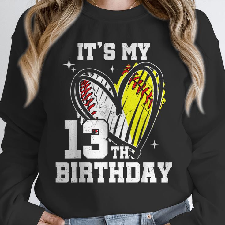 It's My 13th Birthday Baseball Softball Heart 13 Year Old Unisex Sweatshirt It's My 13th Birthday Baseball Softball Heart 13 Year Old Unisex Sweatshirt