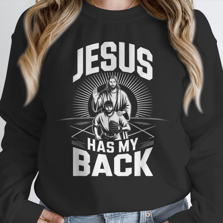 Jesus Has My Back Baseball Faith Motivation Tee Christian Unisex Sweatshirt