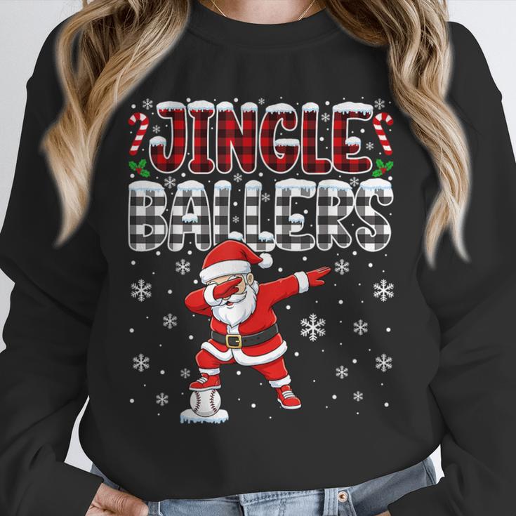 Jingle Ballers Plaid Santa Dabbing Baseball Christmas Unisex Sweatshirt