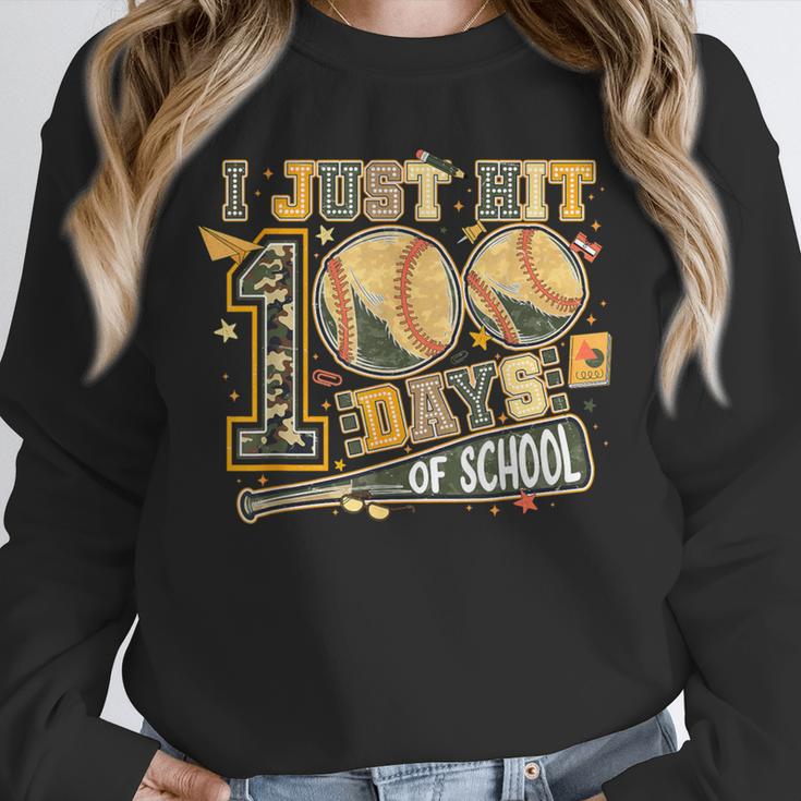 I Just Hit 100 Days Of School Baseball Teacher Student Retro Unisex Sweatshirt