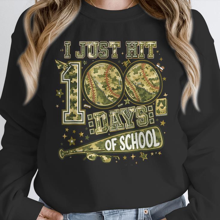 I Just Hit 100 Days Of School Camouflage Baseball Unisex Sweatshirt