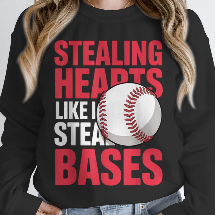 Kids Stealing Hearts Like I Steal Bases Cute Baseball Boys Unisex Sweatshirt