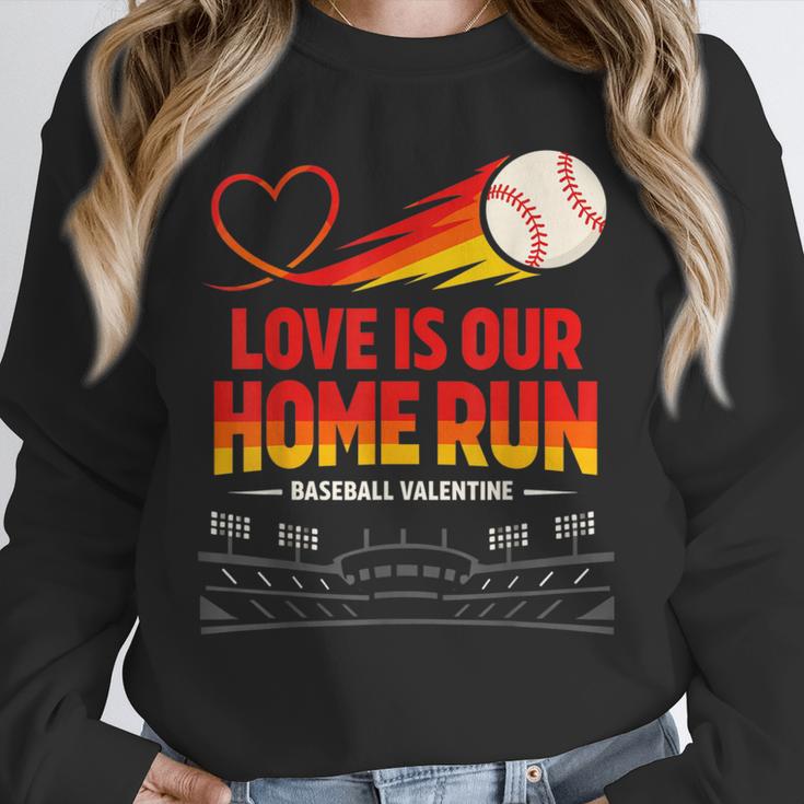 Love Is Our Home Run Baseball Valentine Couple Unisex Sweatshirt