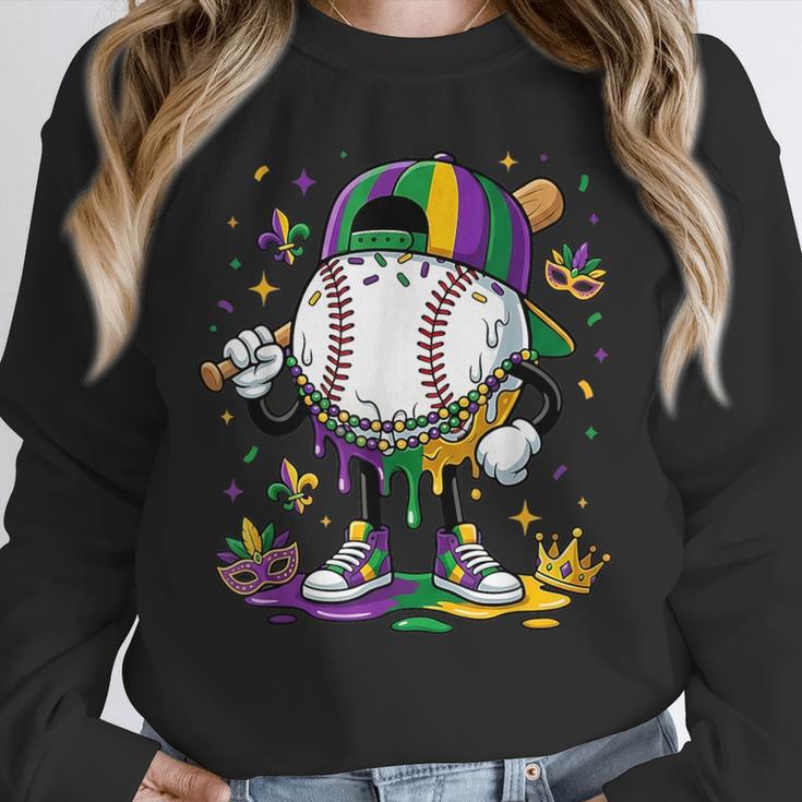 Mardi Gras Ice Cream Drip Baseball Carnival Party Mask Boys Unisex Sweatshirt