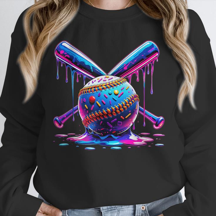 Neon Dripping Baseball And Bats Colorful Sports Art Unisex Sweatshirt Neon Dripping Baseball And Bats Colorful Sports Art Unisex Sweatshirt