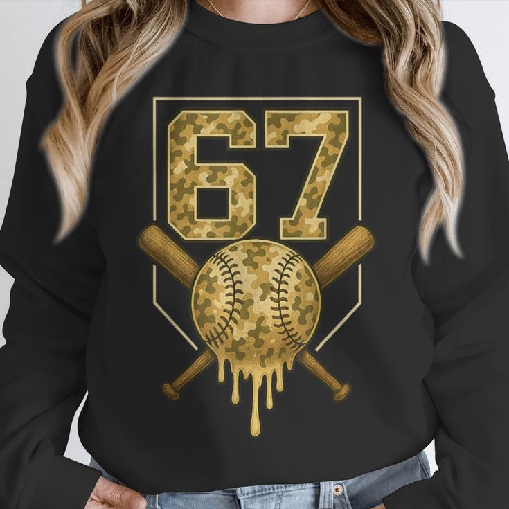 Number 67 Baseball Drip Camo Six Seven Meme Boys Kids Unisex Sweatshirt