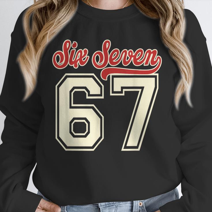 Number 67 Meme Six Seven Baseball Style Kids Boy Teen Unisex Sweatshirt