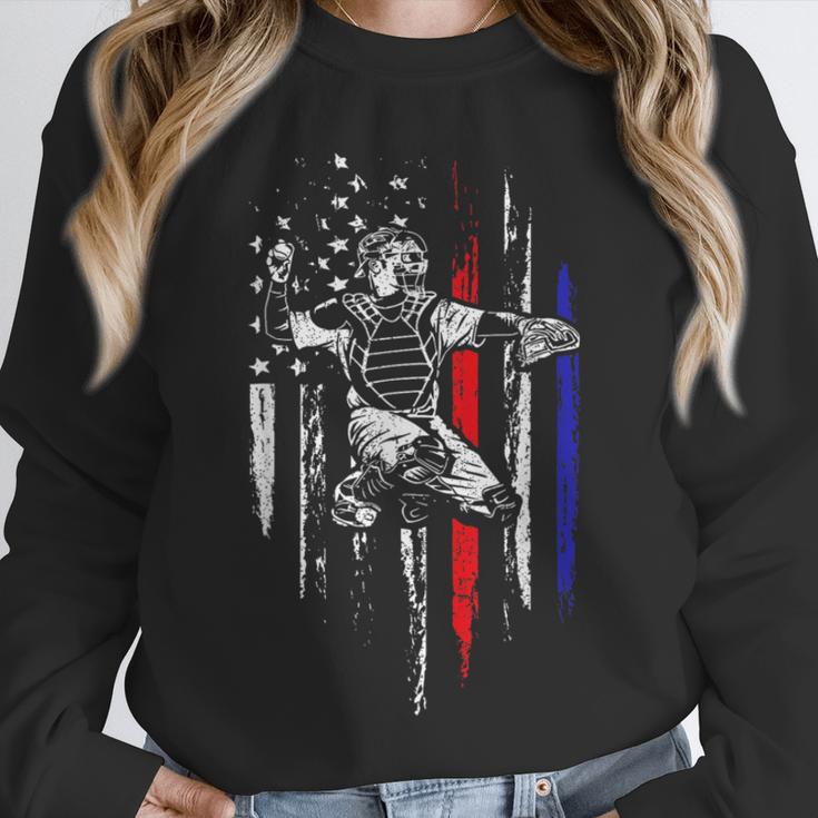 Patriotic Baseball Catcher American Flag Sports Tee Unisex Sweatshirt Patriotic Baseball Catcher American Flag Sports Tee Unisex Sweatshirt