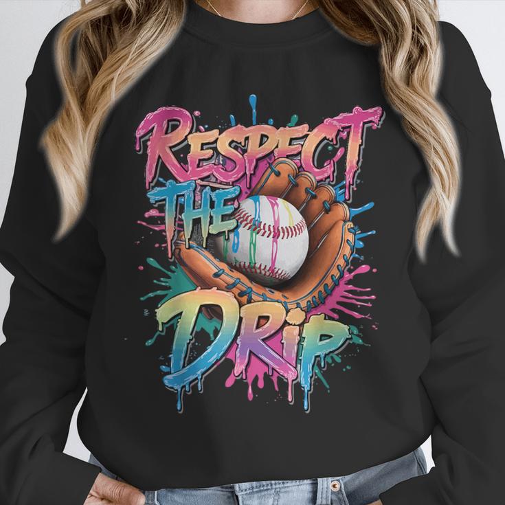 Respect The Drip Baseball Drip Glove Youth Boys Girls Player Unisex Sweatshirt