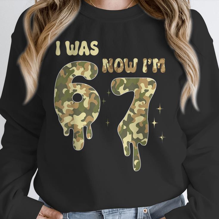 Retro I Was 6 Now I'm 7 Camo 67 Ice Cream Drip Baseball Unisex Sweatshirt