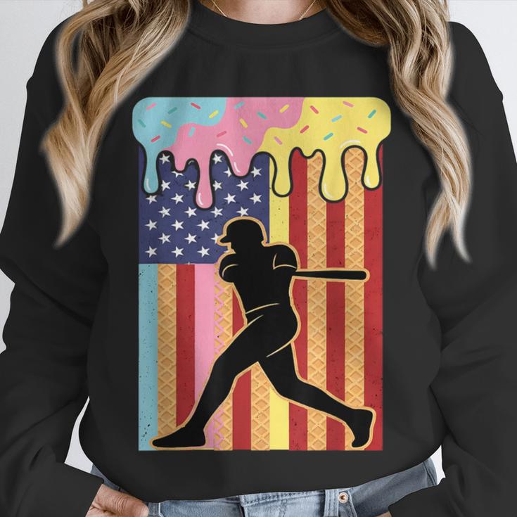 Retro Baseball Drip Boys Ice Cream Patriotic American Flag Unisex Sweatshirt Retro Baseball Drip Boys Ice Cream Patriotic American Flag Unisex Sweatshirt