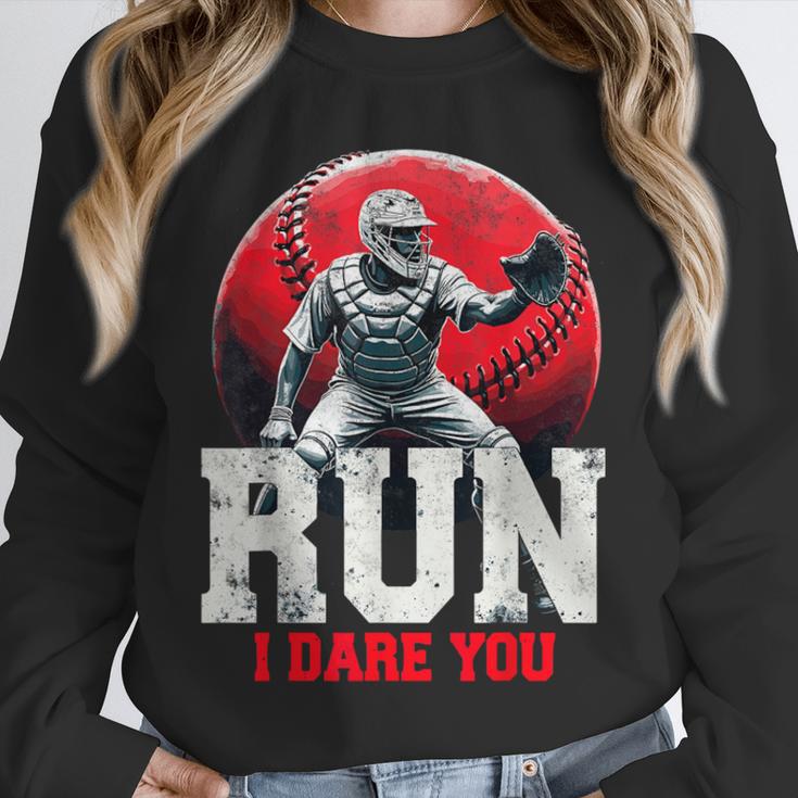 Run I Dare You Baseball Ball Player Catcher Coach Tee Unisex Sweatshirt Run I Dare You Baseball Ball Player Catcher Coach Tee Unisex Sweatshirt