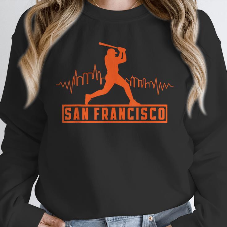 San Francisco Lovers Skyline Retro Baseball Heartbeat Men Unisex Sweatshirt