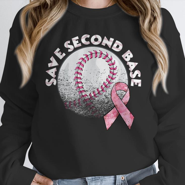 Save 2nd Base Breast Cancer Awareness Pink Ribbon Baseball Unisex Sweatshirt Save 2nd Base Breast Cancer Awareness Pink Ribbon Baseball Unisex Sweatshirt