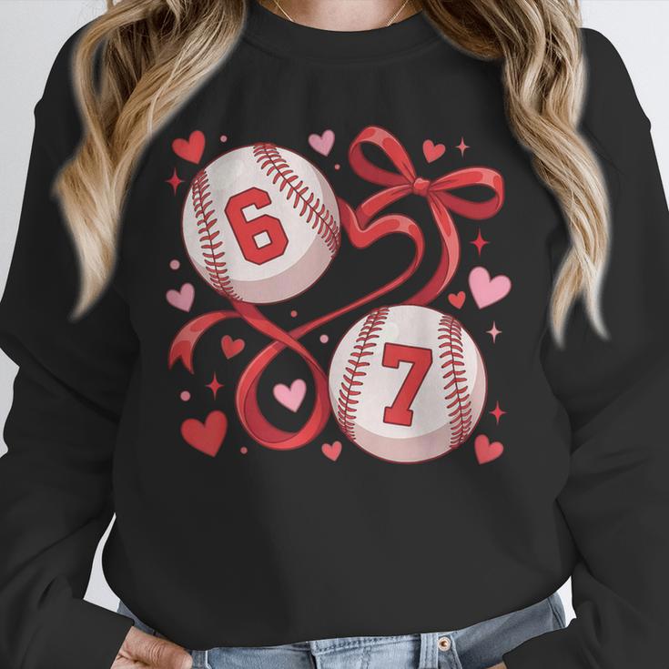 Six Seven Baseball Lover Sports Red Heart Bow Valentine Girl Unisex Sweatshirt