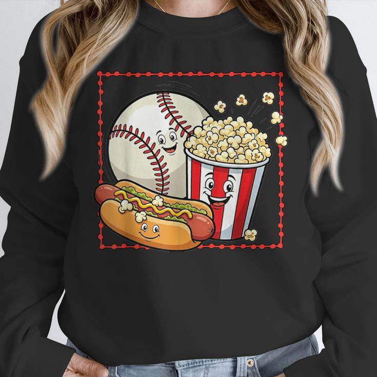Smiling Baseball Popcorn And Hot-Dog Cartoon Apparel Unisex Sweatshirt Smiling Baseball Popcorn And Hot-Dog Cartoon Apparel Unisex Sweatshirt