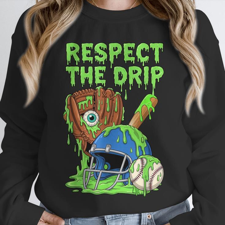Spooky Zombie Respect The Drip Baseball Halloween Unisex Sweatshirt