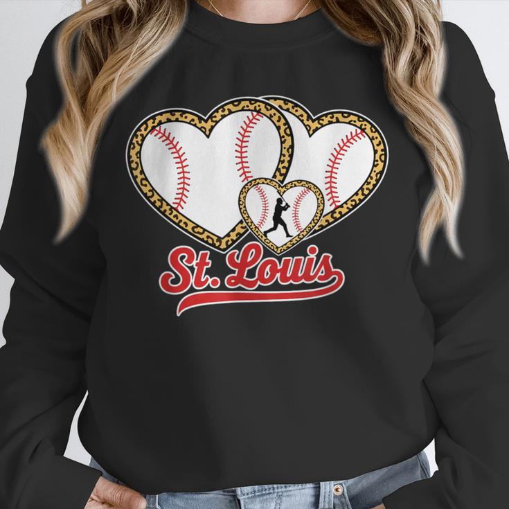 St Louis Leopard Heart Baseball Batter Boys Fan Unisex Sweatshirt