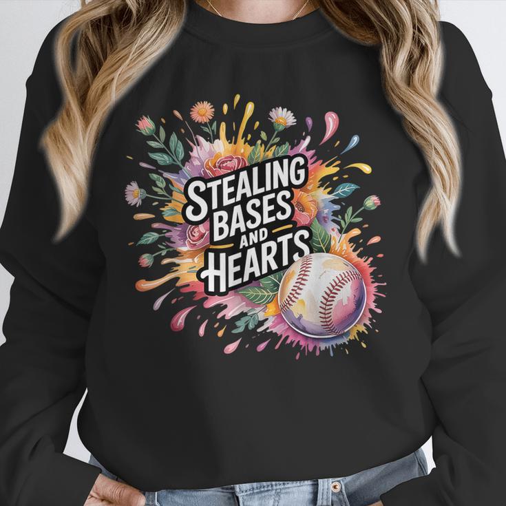 Stealing Bases And Hearts Baseball Puns Sports Unisex Sweatshirt