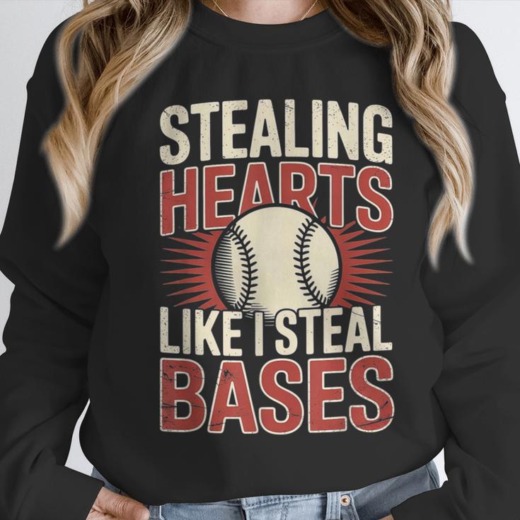 Stealing Hearts Like I Steal Bases Baseball Valentine Retro Unisex Sweatshirt