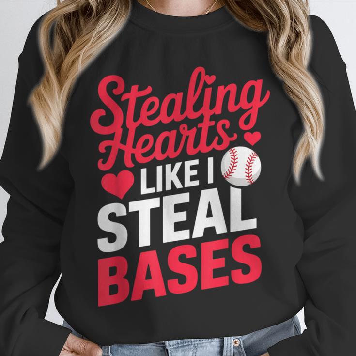 Stealing Hearts Like I Steal Bases Cute Baseball Valentine Unisex Sweatshirt