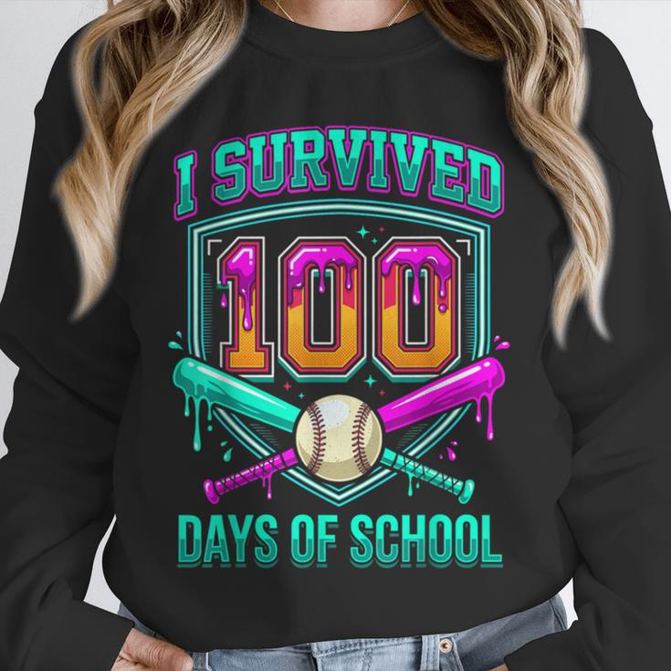 I Survived 100 Days Of School Baseball Drip Unisex Sweatshirt I Survived 100 Days Of School Baseball Drip Unisex Sweatshirt