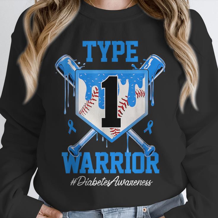 T1D Warrior Baseball Drip Diabetes Awareness Blue Ribbon Unisex Sweatshirt T1D Warrior Baseball Drip Diabetes Awareness Blue Ribbon Unisex Sweatshirt