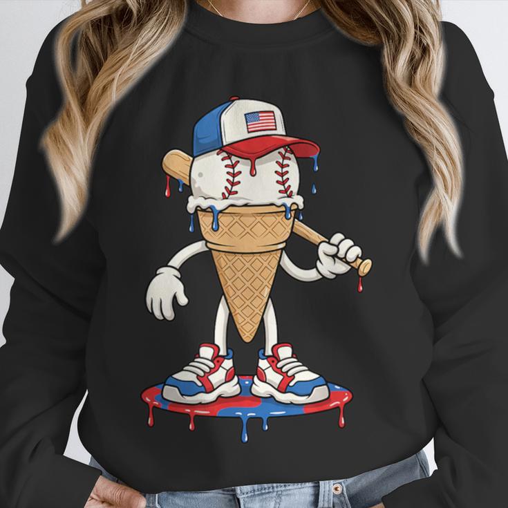 USA Patriotic Baseball Ice Cream Cone Freedom Unisex Sweatshirt USA Patriotic Baseball Ice Cream Cone Freedom Unisex Sweatshirt