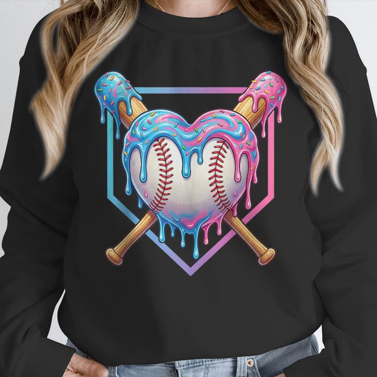 Valentines Baseball Heart Dripping Ice Cream Gen Z Alpha Unisex Sweatshirt