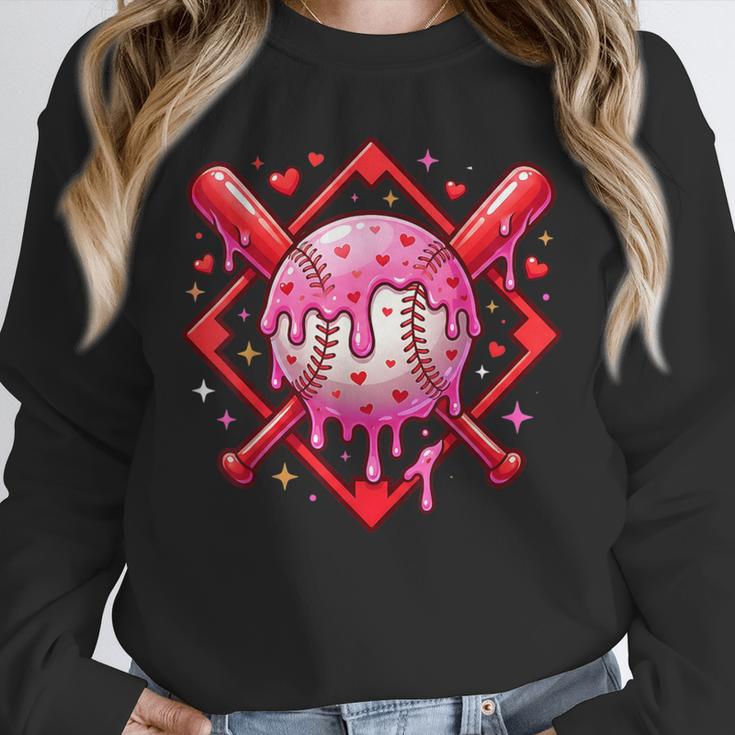 Valentines Day Baseball Boys Ice Cream Drip Heart Youth Kids Unisex Sweatshirt