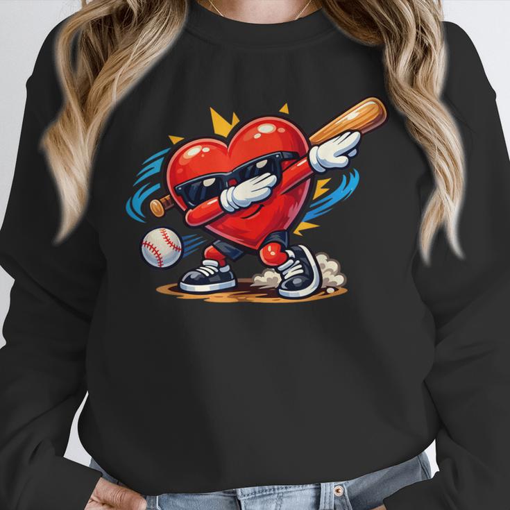 Valentines Day Baseball Dabbing Red Heart Love Boys Unisex Sweatshirt