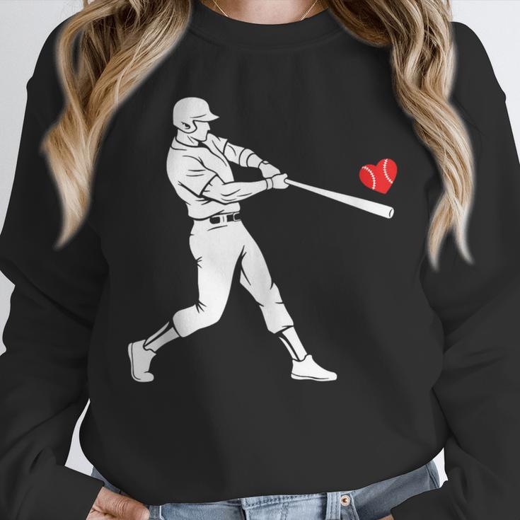 Valentines US Baseball Player Silhouette Heart Unisex Sweatshirt