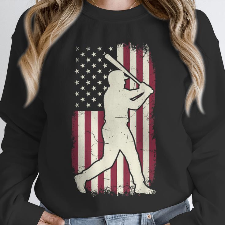 Vintage American Flag Baseball Batter Patriotic Home Run Unisex Sweatshirt Vintage American Flag Baseball Batter Patriotic Home Run Unisex Sweatshirt