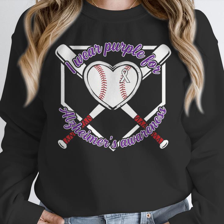 I Wear Purple For Alzheimers Awareness Baseball Heart Ribbon Unisex Sweatshirt I Wear Purple For Alzheimers Awareness Baseball Heart Ribbon Unisex Sweatshirt