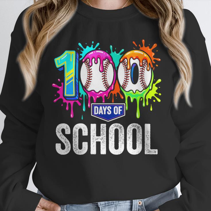 Women's 100 Days Of School Dripping Baseball Boys Kids Teacher Unisex Sweatshirt Women's 100 Days Of School Dripping Baseball Boys Kids Teacher Unisex Sweatshirt