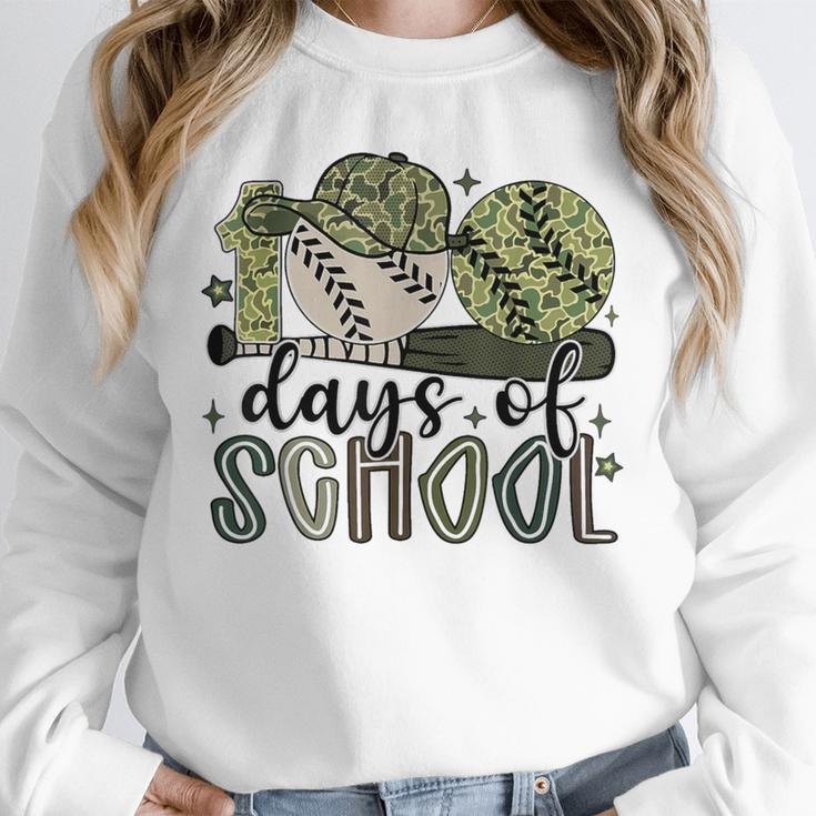 100 Days Of School Baseball Camo Cap Kids Boys 100th Day Unisex Sweatshirt