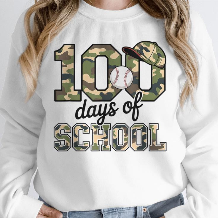 100 Days Of School Camo Baseball Camouflage For Kids Unisex Sweatshirt
