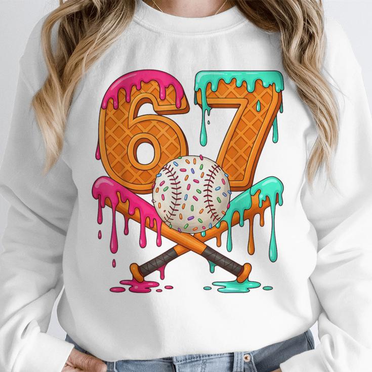 67 Ice Cream Drip Baseball Number 67 Player 67th Birthday Unisex Sweatshirt