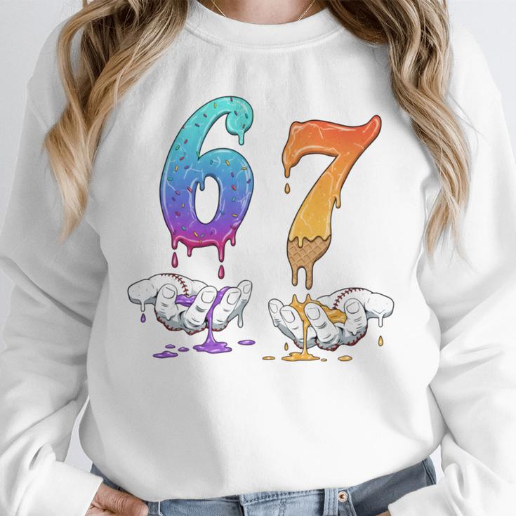 67 Meme Baseball Kids Girls Humor Number 6 7 Unisex Sweatshirt