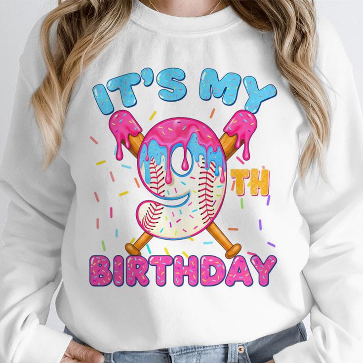 9th Birthday Baseball 9 Year Old Ice Cream Drip Boy Baseball Premium Tri-Blend Unisex Sweatshirt