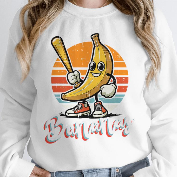 Bananas Baseball Sunset Retro Fruit Sports Boys Kids Men Premium Tri-Blend Unisex Sweatshirt