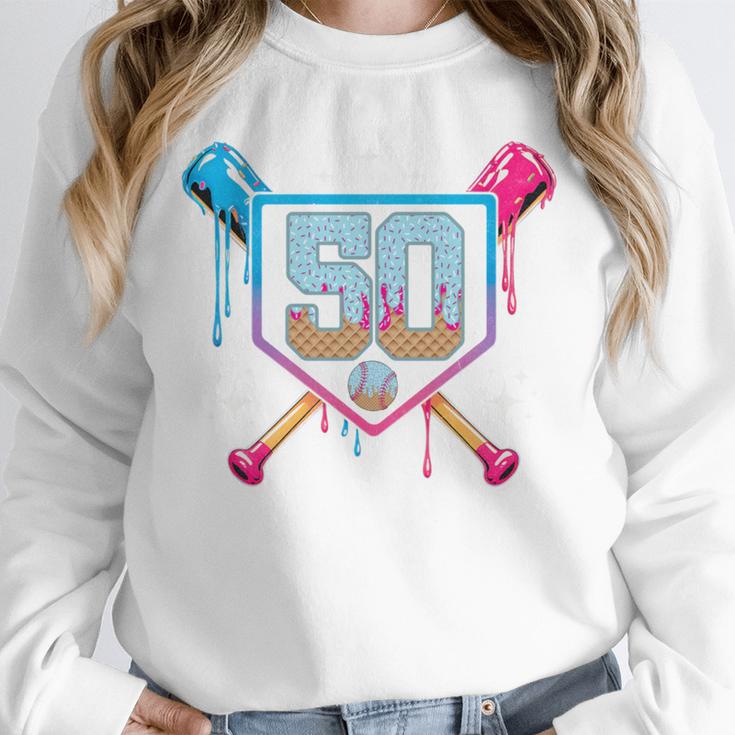 Baseball 50 Year Old Ice Cream Drip 50th Birthday Number 50 Unisex Sweatshirt Baseball 50 Year Old Ice Cream Drip 50th Birthday Number 50 Unisex Sweatshirt