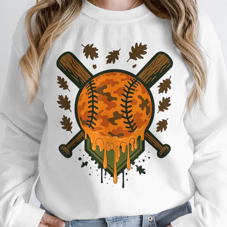 Baseball Drip Ice Cream Dripping Blaze Hunter Orange Camo Unisex Sweatshirt Baseball Drip Ice Cream Dripping Blaze Hunter Orange Camo Unisex Sweatshirt