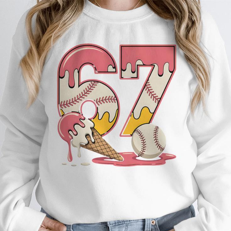 Baseball Drip Number 67 Player Ice Cream Or 67th Birthday Unisex Sweatshirt