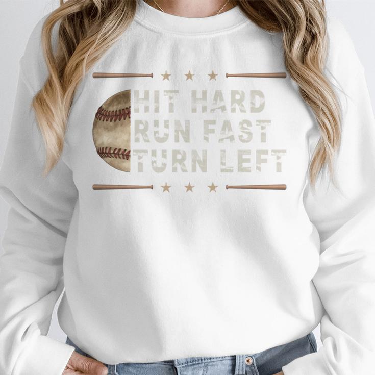 Baseball Hit Hard Run Fast Turn Left Men Boys Unisex Sweatshirt