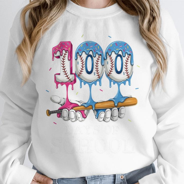 Baseball Player 100 Days Of School Sports Ice Cream Drip Premium Tri-Blend Unisex Sweatshirt
