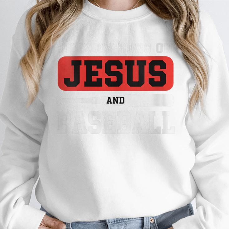 This Boy Runs On Jesus And Baseball Christian Baseball Unisex Sweatshirt